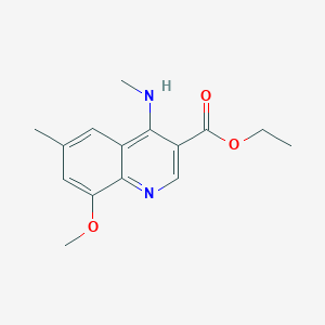 molecular formula C15H18N2O3 B11845594 Ethyl 8-methoxy-6-methyl-4-(methylamino)quinoline-3-carboxylate 