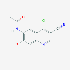molecular formula C13H10ClN3O2 B11845704 N-(4-chloro-3-cyano-7-methoxyquinolin-6-yl)acetamide 