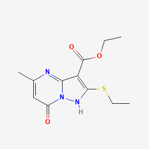 molecular formula C12H15N3O3S B11845940 Ethyl 2-(ethylthio)-5-methyl-7-oxo-4,7-dihydropyrazolo[1,5-a]pyrimidine-3-carboxylate 