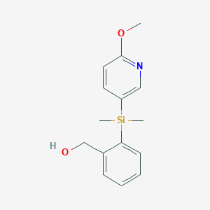 molecular formula C15H19NO2Si B11846083 2-[(6-Methoxy-3-pyridyl)dimethylsilyl]benzyl alcohol 