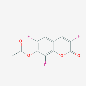 molecular formula C12H7F3O4 B11846146 3,6,8-Trifluoro-4-methyl-2-oxo-2H-chromen-7-yl acetate 