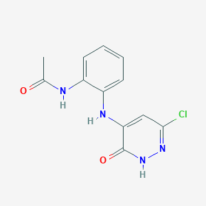 molecular formula C12H11ClN4O2 B11846288 N-(2-((6-Chloro-3-oxo-2,3-dihydropyridazin-4-yl)amino)phenyl)acetamide 