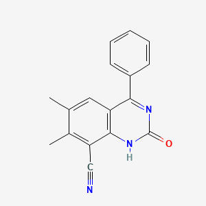 molecular formula C17H13N3O B11846289 6,7-Dimethyl-2-oxo-4-phenyl-1,2-dihydroquinazoline-8-carbonitrile CAS No. 89638-44-8