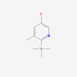 molecular formula C9H14FNSn B11846401 5-Fluoro-3-methyl-2-(trimethylstannyl)pyridine 