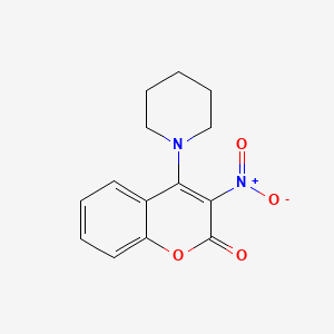 molecular formula C14H14N2O4 B11846452 Coumarin, 3-nitro-4-piperidino- CAS No. 38464-22-1