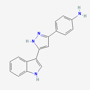 molecular formula C17H14N4 B11846563 4-(5-(1H-Indol-3-yl)-1H-pyrazol-3-yl)aniline CAS No. 64640-81-9