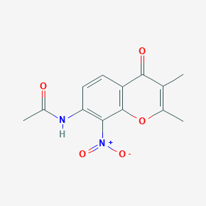 molecular formula C13H12N2O5 B11846660 N-(2,3-Dimethyl-8-nitro-4-oxo-4H-1-benzopyran-7-yl)acetamide CAS No. 62100-83-8