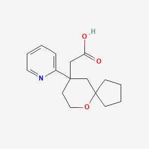 molecular formula C16H21NO3 B11846766 2-(9-(Pyridin-2-YL)-6-oxaspiro[4.5]decan-9-YL)acetic acid 