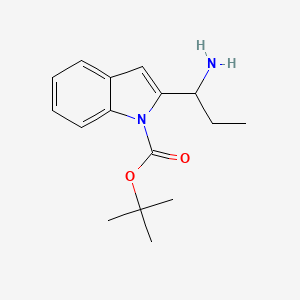 molecular formula C16H22N2O2 B11846803 tert-Butyl 2-(1-aminopropyl)-1H-indole-1-carboxylate 