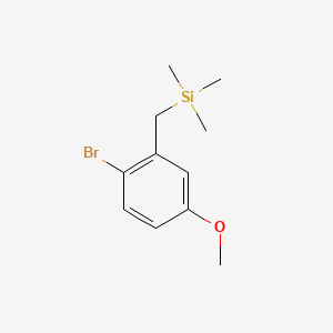 molecular formula C11H17BrOSi B11846810 Benzene, 1-bromo-4-methoxy-2-[(trimethylsilyl)methyl]- 