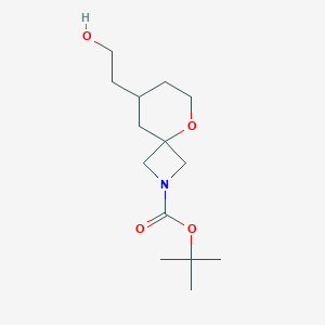molecular formula C14H25NO4 B11846915 tert-Butyl 8-(2-hydroxyethyl)-5-oxa-2-azaspiro[3.5]nonane-2-carboxylate 