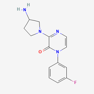 molecular formula C14H15FN4O B11846959 3-(3-Aminopyrrolidin-1-yl)-1-(3-fluorophenyl)pyrazin-2(1H)-one 
