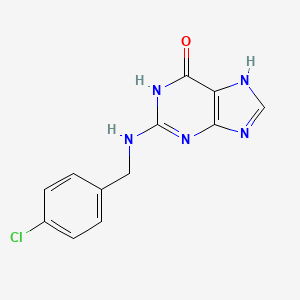 molecular formula C12H10ClN5O B11847013 2-((4-Chlorobenzyl)amino)-9H-purin-6-ol CAS No. 123994-85-4