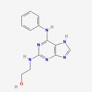 molecular formula C13H14N6O B11847573 Ethanol, 2-[[6-(phenylamino)-1H-purin-2-yl]amino]- CAS No. 185409-07-8