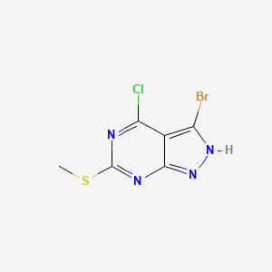 molecular formula C6H4BrClN4S B11847579 3-Bromo-4-chloro-6-(methylthio)-1H-pyrazolo[3,4-d]pyrimidine 