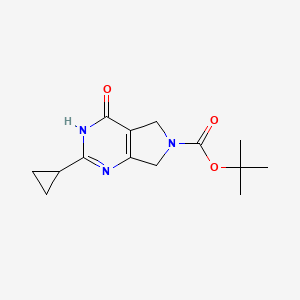 molecular formula C14H19N3O3 B11847652 tert-Butyl 2-cyclopropyl-4-oxo-5,7-dihydro-3H-pyrrolo[3,4-d]pyrimidine-6(4H)-carboxylate 