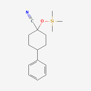 molecular formula C16H23NOSi B11847741 Cyclohexanecarbonitrile, 4-phenyl-1-[(trimethylsilyl)oxy]- CAS No. 516484-49-4