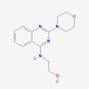 molecular formula C14H18N4O2 B11847806 2-{[2-(Morpholin-4-yl)quinazolin-4-yl]amino}ethan-1-ol CAS No. 92325-00-3