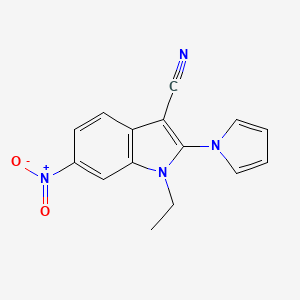 molecular formula C15H12N4O2 B11848309 1-Ethyl-6-nitro-2-(1H-pyrrol-1-yl)-1H-indole-3-carbonitrile 