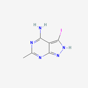molecular formula C6H6IN5 B11848645 3-Iodo-6-methyl-1H-pyrazolo[3,4-d]pyrimidin-4-amine 