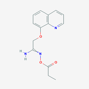molecular formula C14H15N3O3 B11848857 N'-(Propanoyloxy)[(quinolin-8-yl)oxy]ethanimidamide CAS No. 88758-79-6