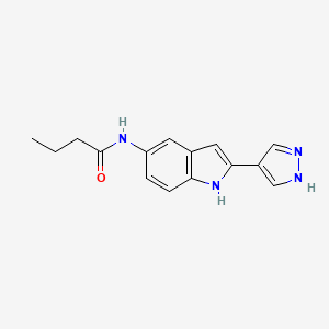 molecular formula C15H16N4O B11848913 n-[2-(1h-Pyrazol-4-yl)-1h-indol-5-yl]butanamide CAS No. 827318-30-9