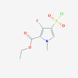 molecular formula C8H9ClFNO4S B11848925 Ethyl 4-(chlorosulfonyl)-3-fluoro-1-methyl-1H-pyrrole-2-carboxylate 