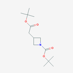 molecular formula C14H25NO4 B11849346 tert-Butyl 3-(2-(tert-butoxy)-2-oxoethyl)azetidine-1-carboxylate 