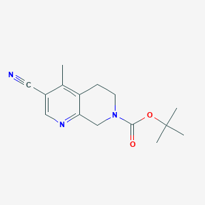 molecular formula C15H19N3O2 B11849374 Tert-butyl 3-cyano-4-methyl-5,6-dihydro-1,7-naphthyridine-7(8H)-carboxylate CAS No. 1333996-57-8