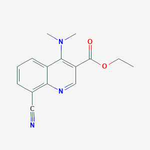 molecular formula C15H15N3O2 B11849686 Ethyl 8-cyano-4-(dimethylamino)quinoline-3-carboxylate 