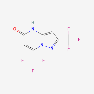 molecular formula C8H3F6N3O B11849769 2,7-Bis(trifluoromethyl)pyrazolo[1,5-a]pyrimidin-5(4H)-one 