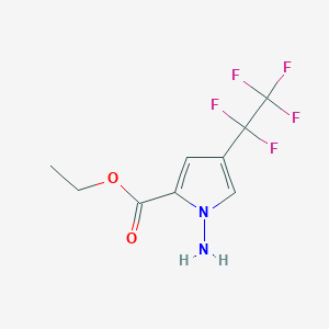 molecular formula C9H9F5N2O2 B11850127 Ethyl 1-amino-4-(perfluoroethyl)-1H-pyrrole-2-carboxylate 