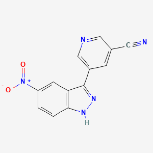 molecular formula C13H7N5O2 B11850307 5-(5-Nitro-1H-indazol-3-yl)nicotinonitrile CAS No. 1356088-10-2