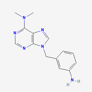 molecular formula C14H16N6 B11850573 9H-Purin-6-amine, 9-((3-aminophenyl)methyl)-N,N-dimethyl- CAS No. 115204-50-7