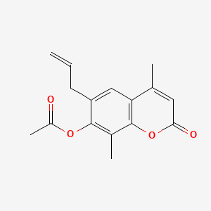 molecular formula C16H16O4 B11850647 2H-1-Benzopyran-2-one, 7-(acetyloxy)-4,8-dimethyl-6-(2-propenyl)- CAS No. 3993-45-1