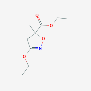 molecular formula C9H15NO4 B118507 Ethyl 3-ethoxy-5-methyl-4,5-dihydroisoxazole-5-carboxylate CAS No. 155431-01-9