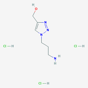 molecular formula C6H15Cl3N4O B11850703 [1-(3-aminopropyl)triazol-4-yl]methanol;trihydrochloride 