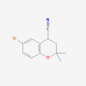 molecular formula C12H12BrNO B11850860 6-Bromo-2,2-dimethylchroman-4-carbonitrile 