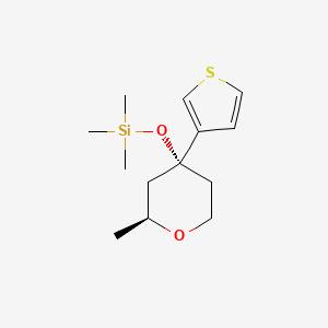 molecular formula C13H22O2SSi B11851014 Trimethyl{[(2S,4R)-2-methyl-4-(thiophen-3-yl)oxan-4-yl]oxy}silane CAS No. 864058-65-1