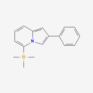 molecular formula C17H19NSi B11851105 Indolizine, 2-phenyl-5-(trimethylsilyl)- CAS No. 143850-21-9