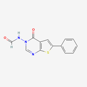molecular formula C13H9N3O2S B11851303 N-(4-Oxo-6-phenylthieno[2,3-d]pyrimidin-3(4H)-yl)formamide CAS No. 111849-30-0
