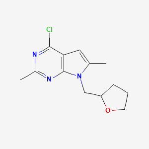molecular formula C13H16ClN3O B11851477 4-Chloro-2,6-dimethyl-7-((tetrahydrofuran-2-yl)methyl)-7H-pyrrolo[2,3-d]pyrimidine 