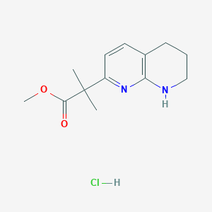 molecular formula C13H19ClN2O2 B11851504 Methyl 2-methyl-2-(5,6,7,8-tetrahydro-1,8-naphthyridin-2-yl)propanoate hydrochloride 