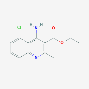 molecular formula C13H13ClN2O2 B11851562 Ethyl 4-amino-5-chloro-2-methylquinoline-3-carboxylate 