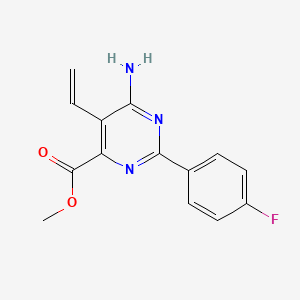 molecular formula C14H12FN3O2 B11851578 Methyl 6-amino-2-(4-fluorophenyl)-5-vinylpyrimidine-4-carboxylate 