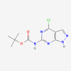 molecular formula C10H12ClN5O2 B11851672 tert-Butyl (4-chloro-1H-pyrazolo[3,4-d]pyrimidin-6-yl)carbamate 