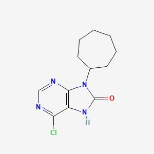 molecular formula C12H15ClN4O B11851716 6-Chloro-9-cycloheptyl-7H-purin-8(9H)-one 