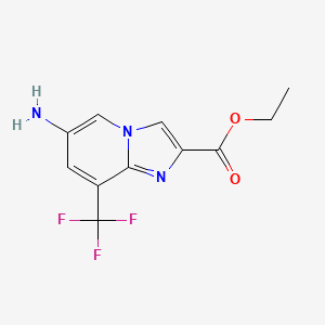 molecular formula C11H10F3N3O2 B11851764 Ethyl 6-amino-8-(trifluoromethyl)imidazo[1,2-A]pyridine-2-carboxylate 