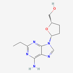molecular formula C12H17N5O2 B11851983 Adenosine, 2',3'-dideoxy-2-ethyl- CAS No. 122970-31-4