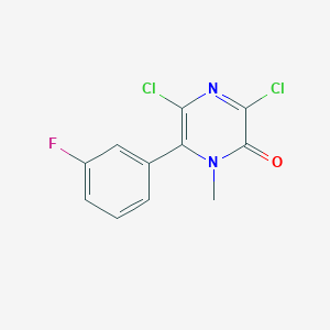 molecular formula C11H7Cl2FN2O B11852137 3,5-Dichloro-6-(3-fluorophenyl)-1-methylpyrazin-2(1H)-one 
